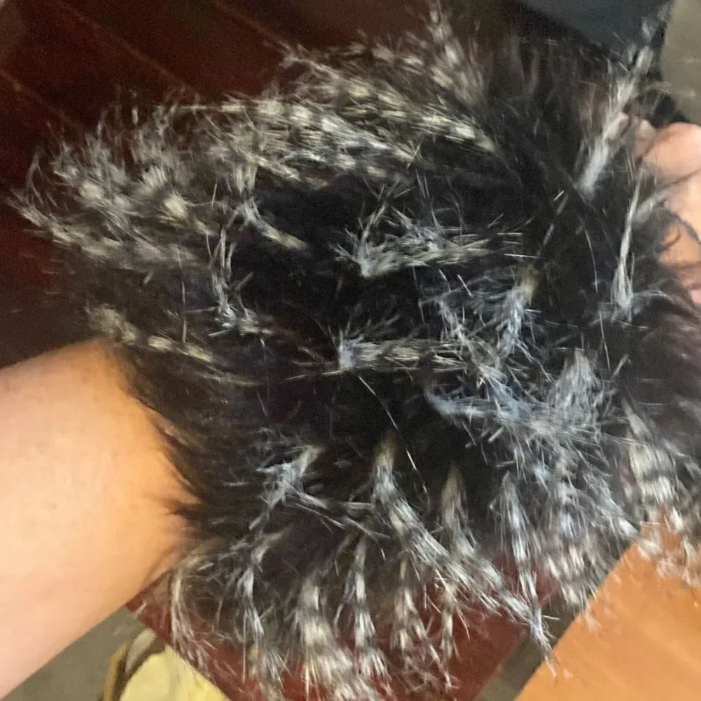 Faux Fur fox black with white spots wrist ankle cuffs